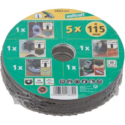 Wolfcraft 1664000 - 5er Set Schleifscheiben - 125mm Wolfcraft 1664000 - 5er Set Schleifscheiben - 125mm