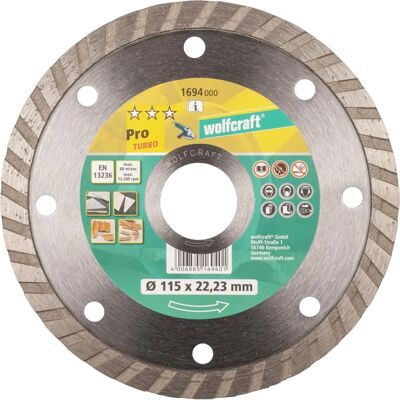 Disco da taglio diamantato Wolfcraft - 115mm - Preciso e Durevole Disco da taglio diamantato Wolfcraft - 115mm - Preciso e Durevole