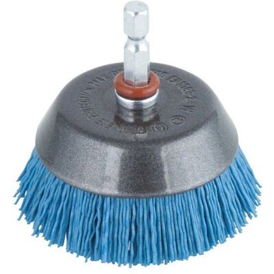 Wolfcraft Nylon Cup Brush - 65mm - Blue - For Metal, Wood, Plastic Wolfcraft Nylon Cup Brush - 65mm - Blue - For Metal, Wood, Plastic