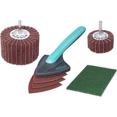Wolfcraft Model 5642000 Wood Processing Set - Abrasive Pads, Corner Sander Wolfcraft Model 5642000 Wood Processing Set - Abrasive Pads, Corner Sander