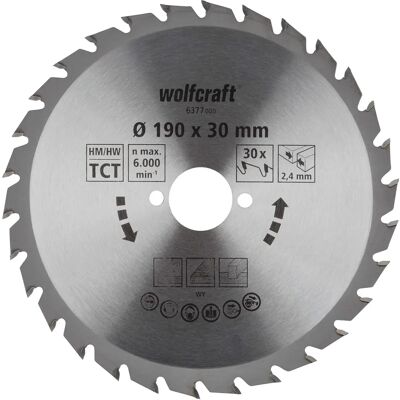 Wolfcraft 6377000 Disco de sierra circular de carburo 190x30mm - Herramienta de corte duradera Wolfcraft 6377000 Disco de sierra circular de carburo 190x30mm - Herramienta de corte duradera