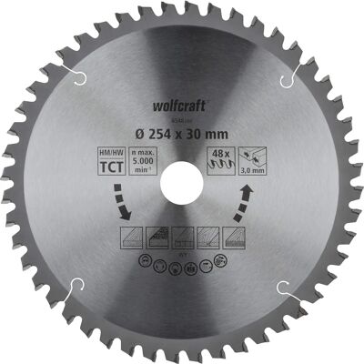 Disco de sierra de corte e ingleteado Wolfcraft 254mm 48 dientes Disco de sierra de corte e ingleteado Wolfcraft 254mm 48 dientes