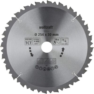 Wolfcraft Modelo CT 24 Dientes 254mm - Disco de Sierra Wolfcraft Modelo CT 24 Dientes 254mm - Disco de Sierra