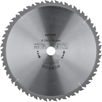 Wolfcraft - Talerze do pił tarczowych - 350mm - 32 zęby - Ciężkie prace - Drewno Wolfcraft - Talerze do pił tarczowych - 350mm - 32 zęby - Ciężkie prace - Drewno