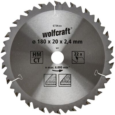 Wolfcraft 6734000 - Lama di sega circolare - 180mm - 22D Wolfcraft 6734000 - Lama di sega circolare - 180mm - 22D