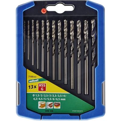 Wolfcraft Set of 13 Metal Drill Bits - Precision HSS, 1.5-6.5mm Wolfcraft Set of 13 Metal Drill Bits - Precision HSS, 1.5-6.5mm