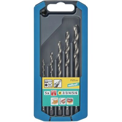 Wolfcraft 7121000 Bohrer-Set - Präzisions-HSS, 5 Durchmesser Wolfcraft 7121000 Bohrer-Set - Präzisions-HSS, 5 Durchmesser