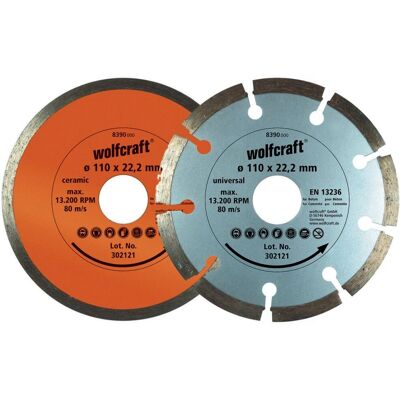 Wolfcraft 8390000 - Ensemble de 2 disques diamantés de coupe Wolfcraft 8390000 - Ensemble de 2 disques diamantés de coupe