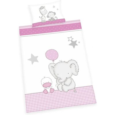 Herding Jana Elefant Baby Bettwäsche - Rosa, 100x135cm, 2 Stück Herding Jana Elefant Baby Bettwäsche - Rosa, 100x135cm, 2 Stück
