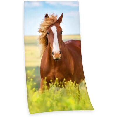 Herding Cotton Velour Bath Towel - Horse Motif - 75x150cm Herding Cotton Velour Bath Towel - Horse Motif - 75x150cm