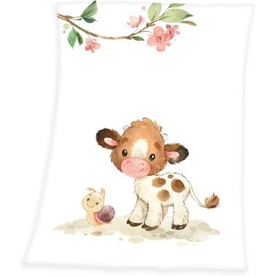 Couverture bébé Herding - Mignon veau Microfibre Beige/Blanc - Couverture pour bébé Couverture bébé Herding - Mignon veau Microfibre Beige/Blanc - Couverture pour bébé