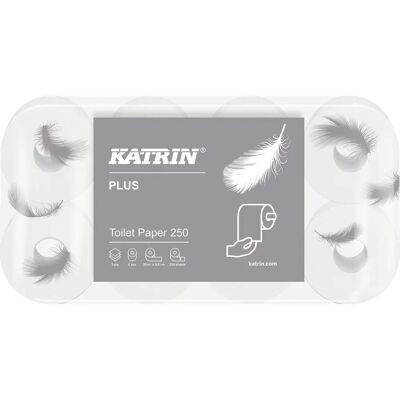 Katrin Plus 250 - Papier toilette 3 plis - Écologique & Doux - Publicité Katrin Plus 250 - Papier toilette 3 plis - Écologique & Doux - Publicité