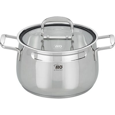 ELO Stainless Steel Saucepan Set with Space-Saving Design ELO Stainless Steel Saucepan Set with Space-Saving Design