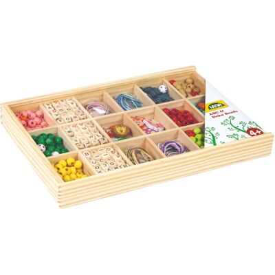 Lena Jouet d'art / artisanat - Ensemble de perles en bois multicolores Lena Jouet d'art / artisanat - Ensemble de perles en bois multicolores
