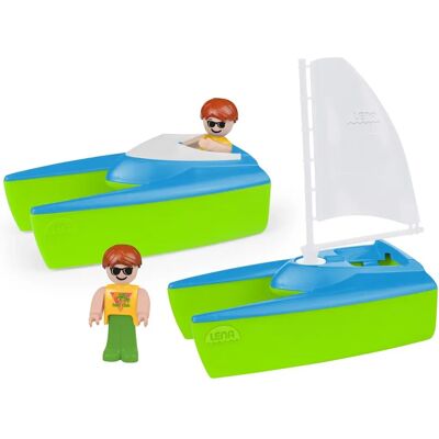Simm Spielwaren Boaties Set - Plastic boten met figuren Simm Spielwaren Boaties Set - Plastic boten met figuren