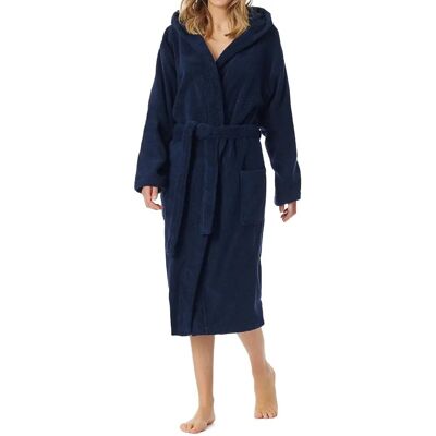 SCHIESSER Essentials Navy Mid-length Badjas - Badjas SCHIESSER Essentials Navy Mid-length Badjas - Badjas