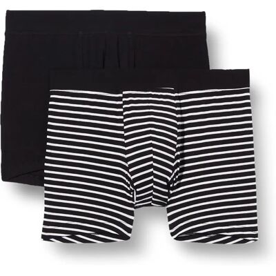Schiesser Shorts 2-pack coton biologique noir/ rayé - Shorts pour garçons en noir uni et rayé noir-blanc Schiesser Shorts 2-pack coton biologique noir/ rayé - Shorts pour garçons en noir uni et rayé noir-blanc