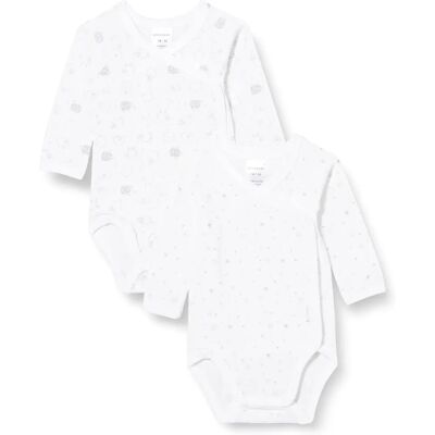 Schiesser organiczny body dla niemowląt - Długi rękaw biały/szary - Original Classics Schiesser organiczny body dla niemowląt - Długi rękaw biały/szary - Original Classics