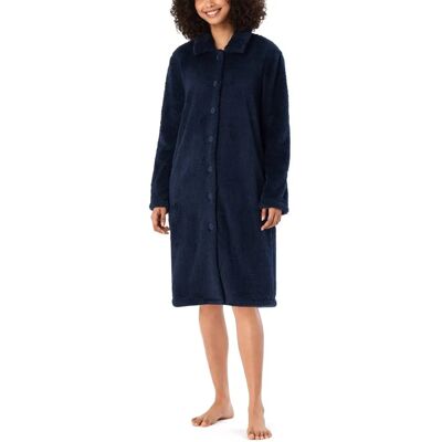 Schiesser Teddy Fleece Dunkelblau - Damen Bademantel Schiesser Teddy Fleece Dunkelblau - Damen Bademantel