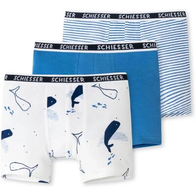 Boxer in cotone biologico Schiesser 3 pezzi - Blu scuro con motivo Boxer in cotone biologico Schiesser 3 pezzi - Blu scuro con motivo