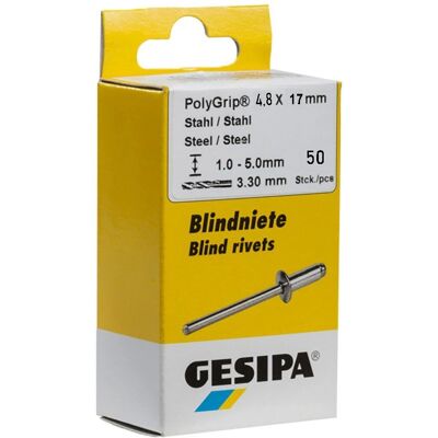 Perno in acciaio Gesipa 4,8x15mm - 50 pz. Perno in acciaio Gesipa 4,8x15mm - 50 pz.