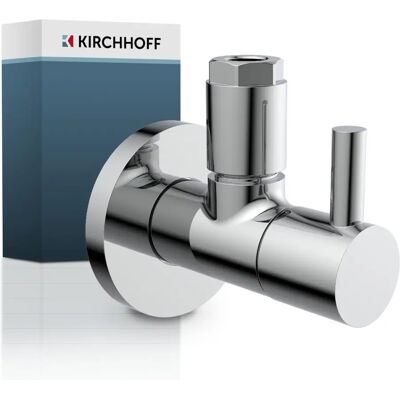KIRCHHOFF Ronde Houtrozet - RVS Hoekventiel, Chroom, 1/2" KIRCHHOFF Ronde Houtrozet - RVS Hoekventiel, Chroom, 1/2"