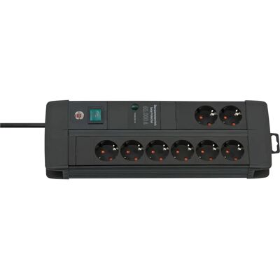 Brennenstuhl 1256000678 Regleta de enchufes - 8 tomas, cable de 3m, negro Brennenstuhl 1256000678 Regleta de enchufes - 8 tomas, cable de 3m, negro