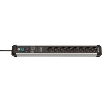 Regleta Brennenstuhl - 8 Tomas, 3m, Negro/Plata Regleta Brennenstuhl - 8 Tomas, 3m, Negro/Plata