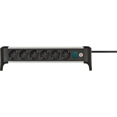 Brennenstuhl 1391040600 Enchufe múltiple con interruptor, 3 m, aluminio, negro y plata Brennenstuhl 1391040600 Enchufe múltiple con interruptor, 3 m, aluminio, negro y plata