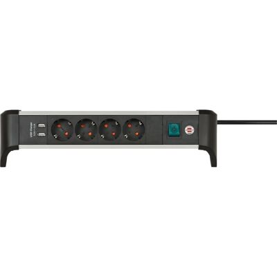 Brennenstuhl 1391040410 Steckerleiste - 4 Steckdosen, USB, Schwarz/Silber Brennenstuhl 1391040410 Steckerleiste - 4 Steckdosen, USB, Schwarz/Silber