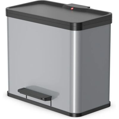 Lixeira de aço Hailo com pedal - 17L + 9L - Softclose - Prata - Lixeira retangular Lixeira de aço Hailo com pedal - 17L + 9L - Softclose - Prata - Lixeira retangular