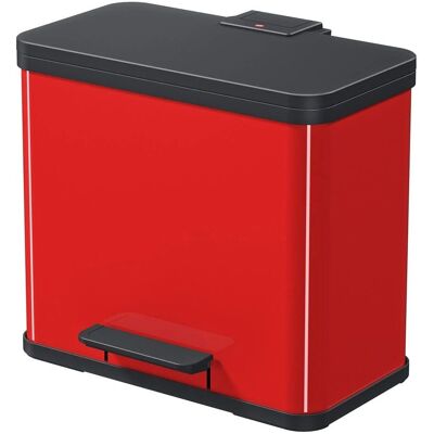 Poubelle Eco Duo Plus L Hailo - 26L, Rouge, Acier - Publicité Poubelle Eco Duo Plus L Hailo - 26L, Rouge, Acier - Publicité