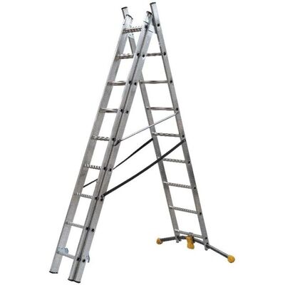 Escalera telescópica Hailo 3 tramos - Máx 5.80m - Aluminio Escalera telescópica Hailo 3 tramos - Máx 5.80m - Aluminio