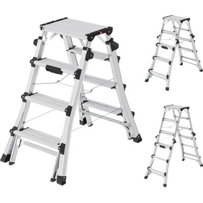 Escalera telescópica ajustable HAILO - 2x4 a 2x6 peldaños - Segura y ligera Escalera telescópica ajustable HAILO - 2x4 a 2x6 peldaños - Segura y ligera