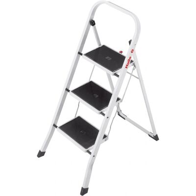 Escalera Plegable Hailo K20 - 3 Peldaños, Blanco y Negro Escalera Plegable Hailo K20 - 3 Peldaños, Blanco y Negro