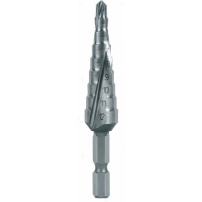 Ruko, Bohrereinsatz, Stufenbohrer Bit HSS, spiralgenutet mit Kreuzanschliff (4,0 - 12,0 mm) Ruko, Bohrereinsatz, Stufenbohrer Bit HSS, spiralgenutet mit Kreuzanschliff (4,0 - 12,0 mm)