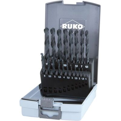 Ruko Bohrerset - 19 HSS-R Laminierte Spiralbohrer - DIN 338 Typ N Ruko Bohrerset - 19 HSS-R Laminierte Spiralbohrer - DIN 338 Typ N