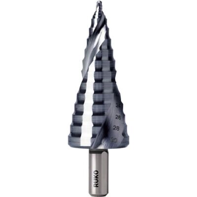 Ruko 101652P Broca escalonada - 8-30mm, HSS, Flowstep, Precisión Ruko 101652P Broca escalonada - 8-30mm, HSS, Flowstep, Precisión