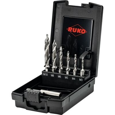 RUKO 270620RO - Machine Tapping Set with 6 HSS Taps & Magnetic Support RUKO 270620RO - Machine Tapping Set with 6 HSS Taps & Magnetic Support