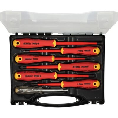 Felo Ergonic E-Slim Screwdriver Set - Flat, Phillips, PZ, Phase Tester Felo Ergonic E-Slim Screwdriver Set - Flat, Phillips, PZ, Phase Tester