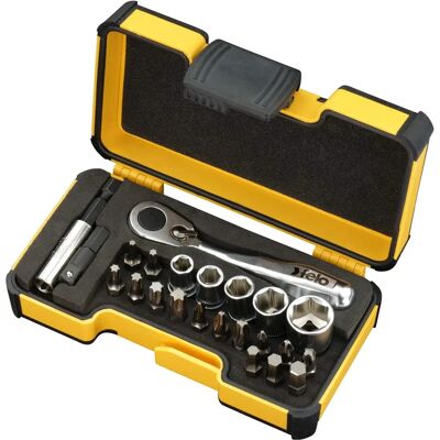 FELO XS-Strongbox Werkzeugsatz - 23 Teile, Mini-Ratsche, Steckschlüssel & Einsätze FELO XS-Strongbox Werkzeugsatz - 23 Teile, Mini-Ratsche, Steckschlüssel & Einsätze