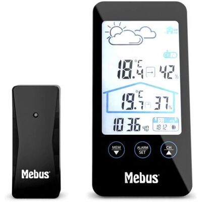 Mebus 11908 Digital Wetterstation - Schwarz - Innen/Außen Sensoren Mebus 11908 Digital Wetterstation - Schwarz - Innen/Außen Sensoren