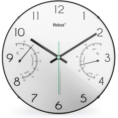 Horloge Murale Quartz Mebus 16106 - Noir et Blanc Horloge Murale Quartz Mebus 16106 - Noir et Blanc