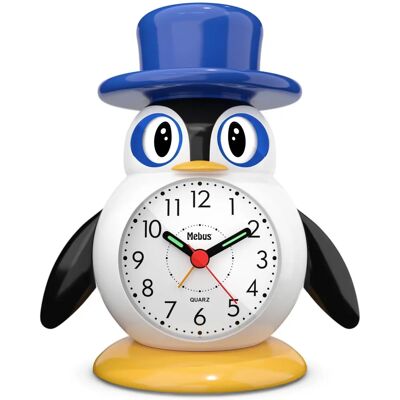 Réveil Pingouin Blanc Mebus - Horloge à Quartz Précise - Publicité Réveil Pingouin Blanc Mebus - Horloge à Quartz Précise - Publicité