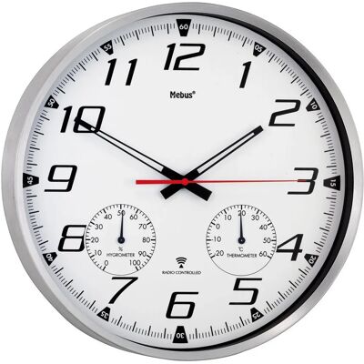Mebus 52661 Silver White Wall Clock - Quartz, 35cm Mebus 52661 Silver White Wall Clock - Quartz, 35cm