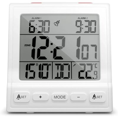 Mebus 56813 Reloj Despertador - Digital, Blanco, Termómetro, Doble Alarma Mebus 56813 Reloj Despertador - Digital, Blanco, Termómetro, Doble Alarma