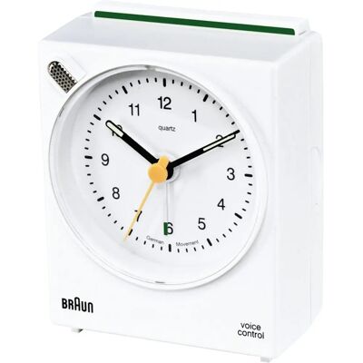 Réveil quartz Braun BNC 004 - Contrôle vocal, Snooze, Analogique - Publicité Réveil quartz Braun BNC 004 - Contrôle vocal, Snooze, Analogique - Publicité