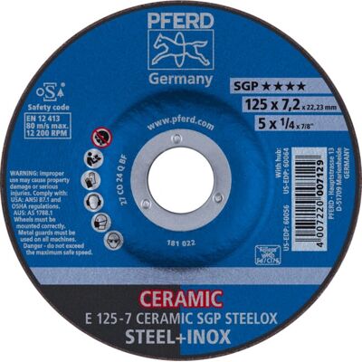 PFERD 62212300 E 125-7 CERAMIC SGP STEELOX - Tillbehör till vinkelslip PFERD 62212300 E 125-7 CERAMIC SGP STEELOX - Tillbehör till vinkelslip