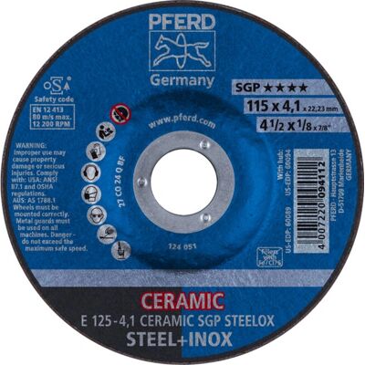 PFERD E 125-4,1 CERAMIC SGP STEELOX Schleif- und Polierscheibe PFERD E 125-4,1 CERAMIC SGP STEELOX Schleif- und Polierscheibe