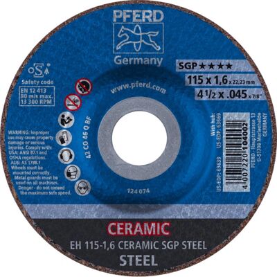 Accessoire d'angle grinder PFERD EH 115-1,6 céramique SGP acier - Publicité Accessoire d'angle grinder PFERD EH 115-1,6 céramique SGP acier - Publicité